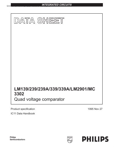 Philips LM139/239/239A/339/339A/LM2901/MC3302 Quad Voltage Comparator Datasheet - cover page
