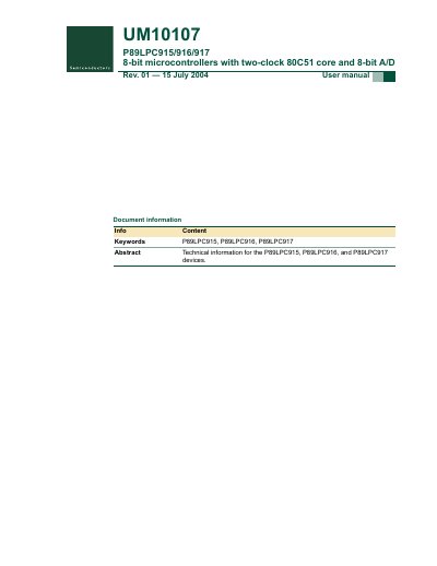 Philips Semiconductors UM10107 user manual - cover page