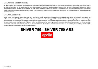 Aprilia SHIVER 750 User Manual - cover page