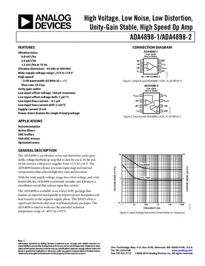 Analog Devices ADA4898-1/ADA4898-2 Datasheet - cover page