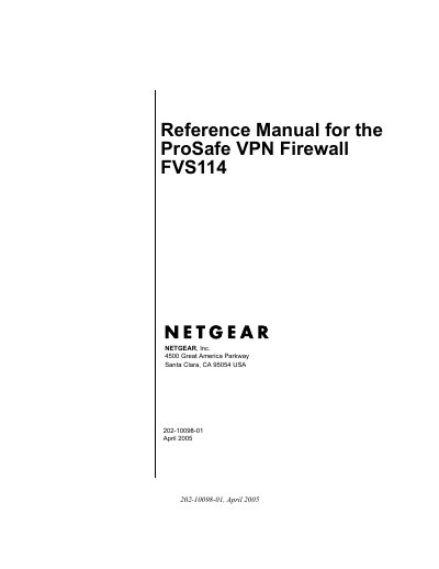 Netgear FVS114 VPN Firewall Reference Manual - cover page