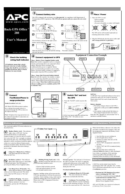 APC Back-UPS Office 280 User Manual - cover page