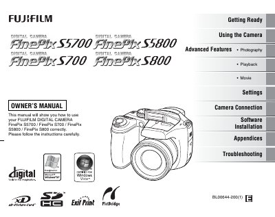 Fujifilm FinePix S5700 / S5800 / S700 / S800 User Manual - cover page