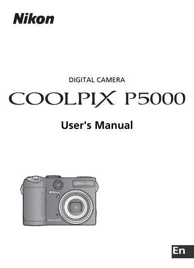 Nikon COOLPIX P5000 Digital Camera User Manual