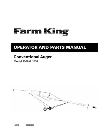 Farm King 1066/1076 Conventional Auger User Manual - cover page
