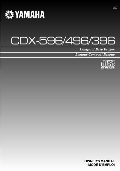 Yamaha CDX-596/496/396 Compact Disc Player Owner's Manual - cover page