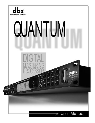 dbx QUANTUM Digital Mastering Processor User Manual - cover page