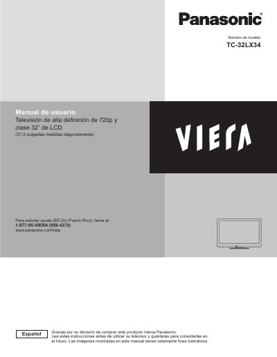 Panasonic TC-32LX34 720p LCD Television User Manual - cover page
