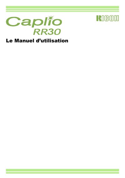 Ricoh Caplio RR30 Digital Camera User Manual - cover page