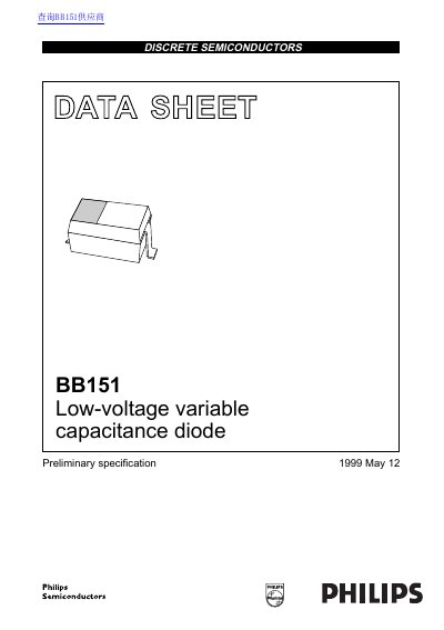 Philips BB151 Low-voltage Variable Capacitance Diode Data Sheet - cover page