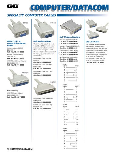 GC Specialty Computer Cables Product Leaflet - cover page