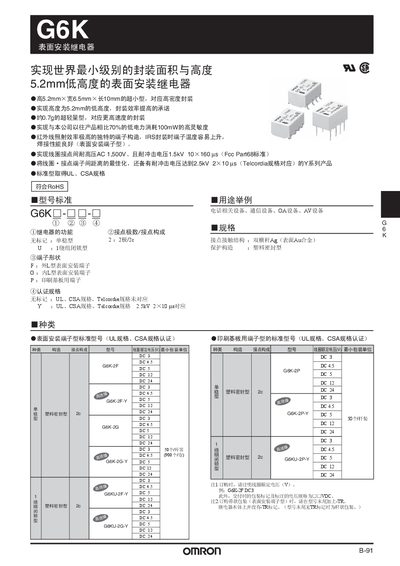 Omron G6K Surface Mount Relay User Manual