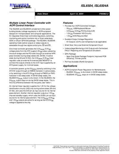 Intersil ISL6504 and ISL6504A Datasheet