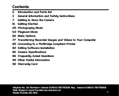 Traveler DC-XZ6 Digital Camera User Manual - cover page