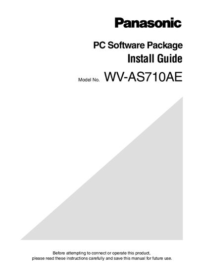 Panasonic WV-AS710AE Installation Guide - cover page