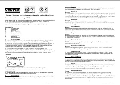Ventur HPB/HPT Radial Fan Installation and Maintenance Manual - cover page