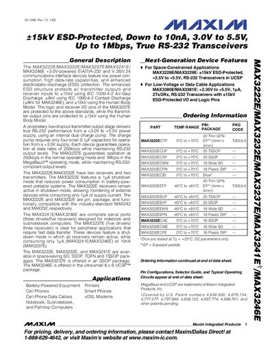Maxim MAX3222E/MAX3232E/MAX3237E/MAX3241E/MAX3246E Datasheet - cover page