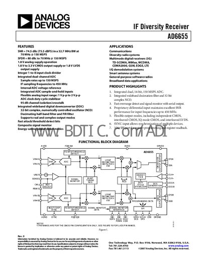 Analog Devices AD6655 Datasheet - cover page
