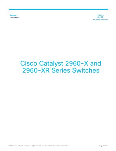 Cisco Catalyst 2960-X and 2960-XR Series Switches Datasheet - cover page