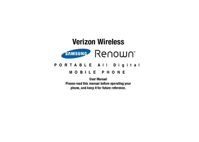 Samsung Renown User Manual - cover page