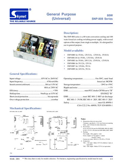 General SNP-808 Series Datasheet - cover page