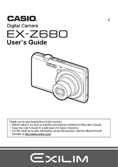 Casio EX-Z680 Digital Camera User's Guide - cover page