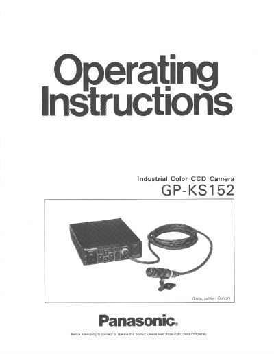 Panasonic GP-KS152 Industrial CCD Camera Operating Instructions
