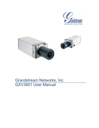 Grandstream GXV3601 IP Camera User Manual - cover page