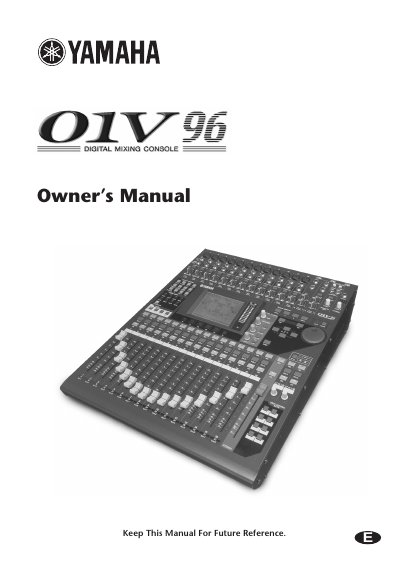 Yamaha 01V96 Digital Mixing Console Owner's Manual - cover page
