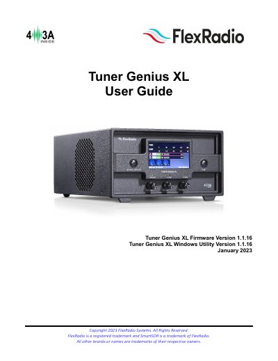 FlexRadio Tuner Genius XL User Guide - cover page