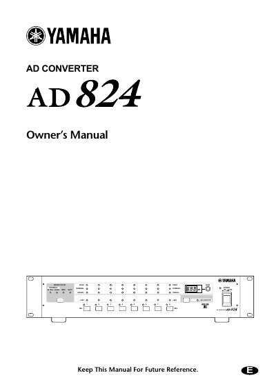 Yamaha AD824 AD Converter Owner's Manual - cover page