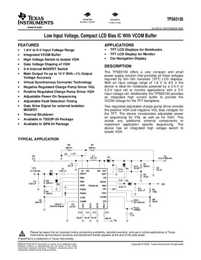 Texas Instruments TPS65150 Datasheet - cover page