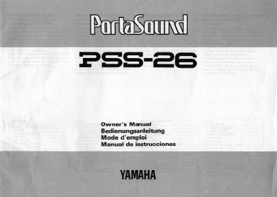 Yamaha PSS-26 PortaSound Owner's Manual - cover page