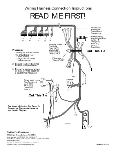 Sta-Rite Pool/Spa Group Wiring Harness Connection Instructions - cover page