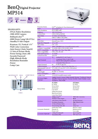 BenQ MP514 Digital Projector User Manual - cover page