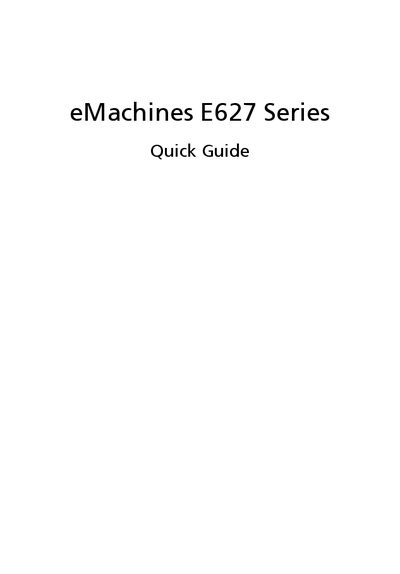 Acer E627 Notebook PC Quick Guide - cover page