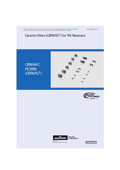 Murata CERAFIL Ceramic Filters for FM Receivers Catalog - cover page