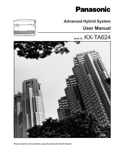 Panasonic KX-TA624 Advanced Hybrid System User Manual - cover page