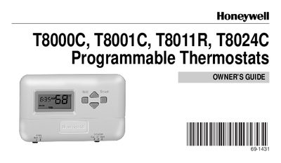 Honeywell T8000C/T8001C/T8011R/T8024C Programmable Thermostats Owner's Guide - cover page