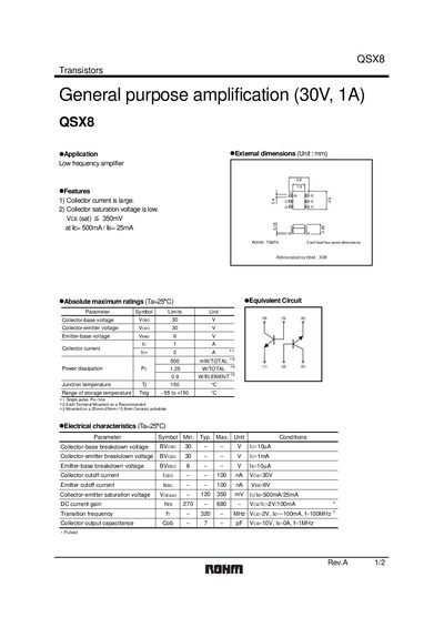 ROHM QSX8 Transistor Datasheet - cover page