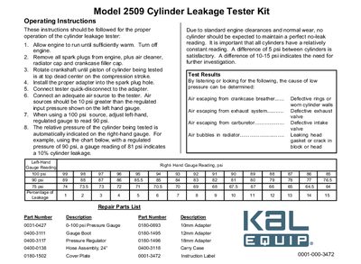 EGUIP 2509 Cylinder Leakage Tester Kit Operating Instructions - cover page