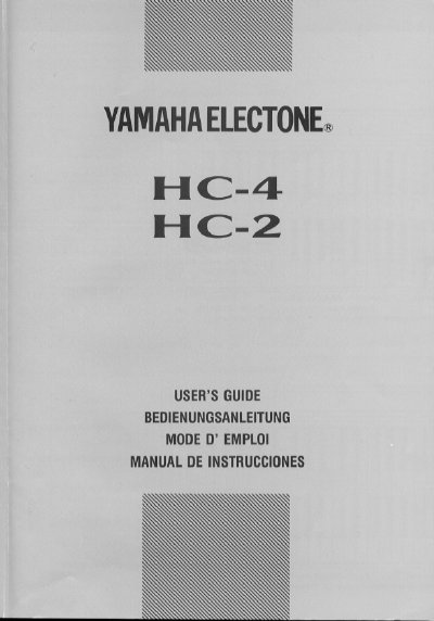 Yamaha HC-4/2 Keyboard User's Guide - cover page