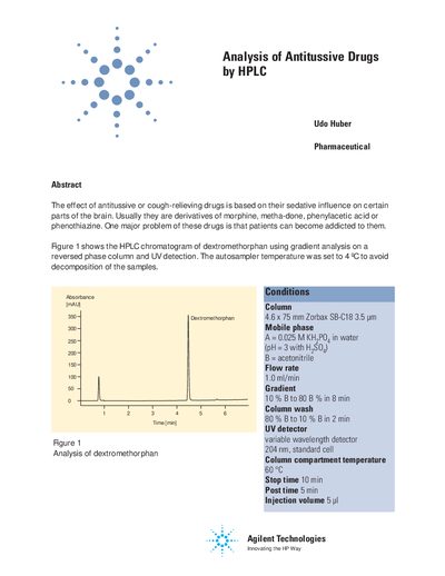 Agilent 1100 Series HPLC Analysis of Antitussive Drugs Application Note - cover page