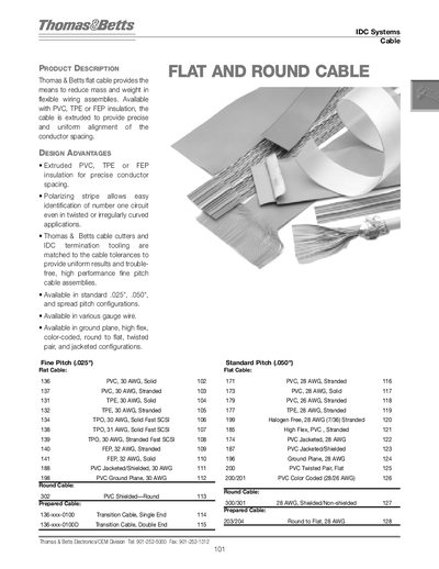 Thomas & Betts IDC Systems Flat and Round Cable Product Leaflet - cover page