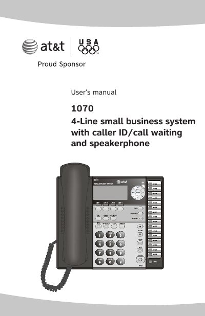 AT&T 1070 4-Line Small Business System User Manual - cover page