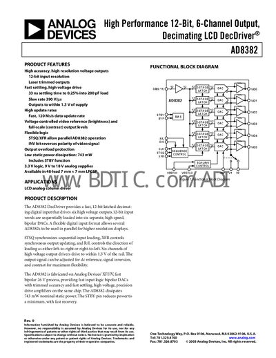Analog Devices AD8382 Datasheet - cover page