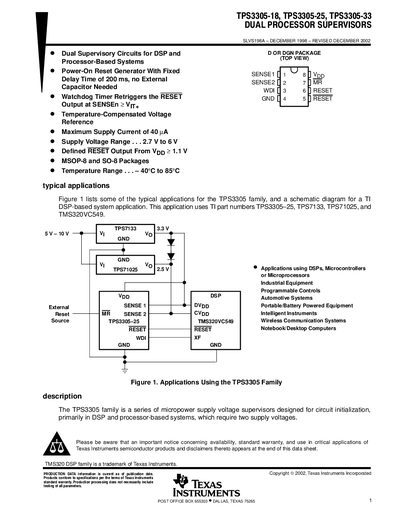 TEXAS INSTRUMENTS - TPS3305-18 handbook - cover page