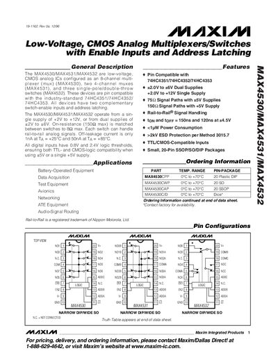 Maxim MAX4530/MAX4531/MAX4532 Datasheet - cover page