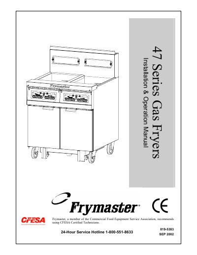 Frymaster 47 Series Gas Fryers Installation & Operation Manual - cover page