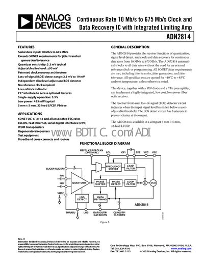 Analog Devices ADN2814 Datasheet - cover page